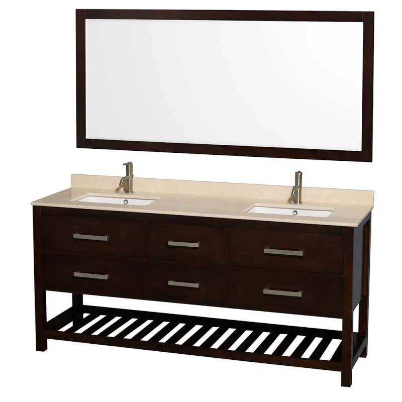 Wyndham Collection Natalie 72" Double Bathroom Vanity - Espresso WC-2111-72-DBL-VAN-ESP