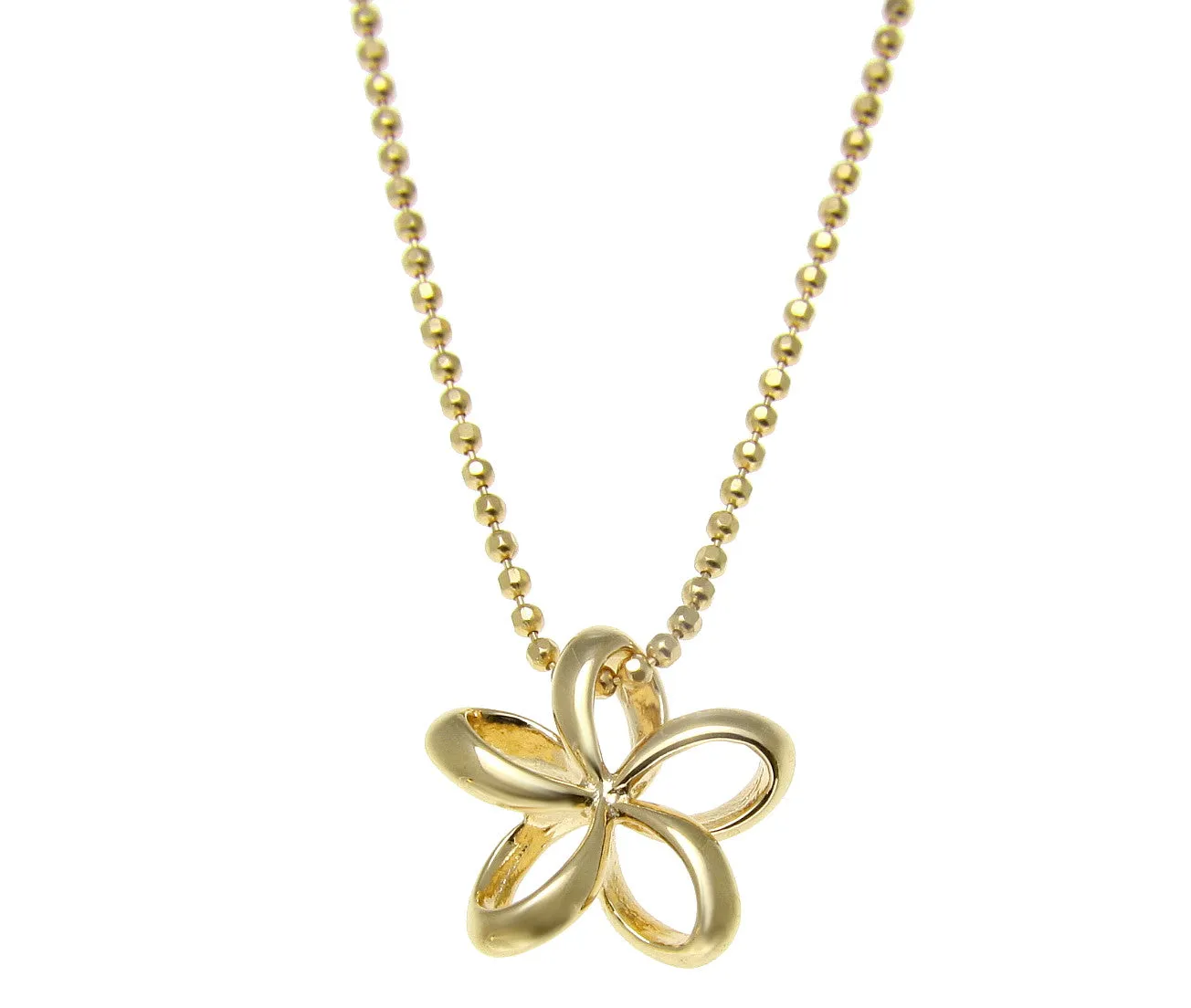 YELLOW GOLD SILVER 925 HAWAIIAN OPEN PLUMERIA FLOWER SLIDE PENDANT 13MM-22MM