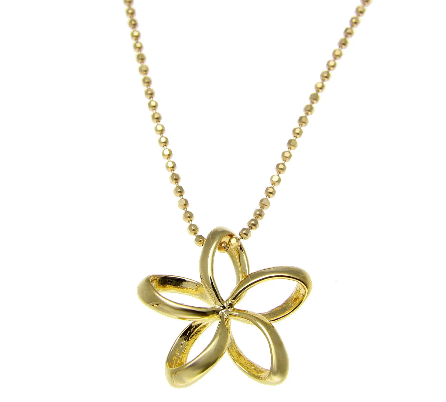 YELLOW GOLD SILVER 925 HAWAIIAN OPEN PLUMERIA FLOWER SLIDE PENDANT 13MM-22MM